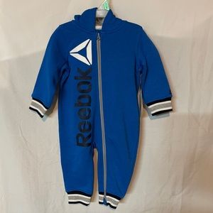 Reebok Electric Blue Baby Boy Hooded Romper Size 6-9 Months